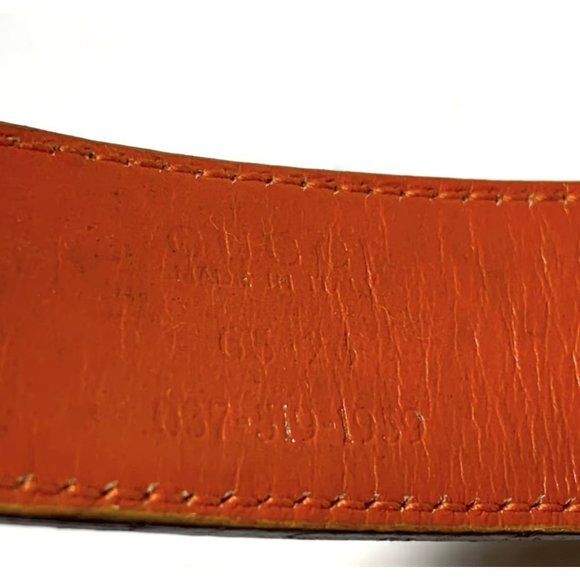 Gucci Red Leather Tom Ford era Belt with an Open Center Chrome Square - Picture 3 of 5